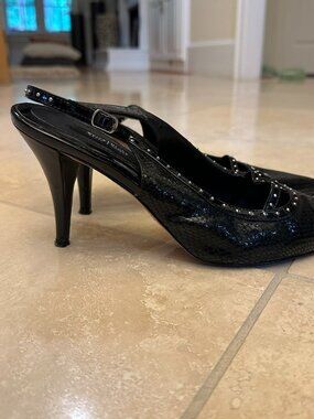 White House Black Market heels black snakeskin